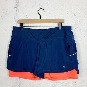 Athleta Oxygen Navy Orange Active Layered Shorts Size Medium